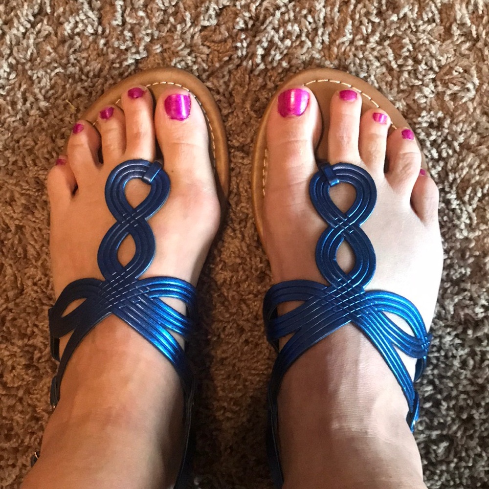 Royal blue Strapless flats